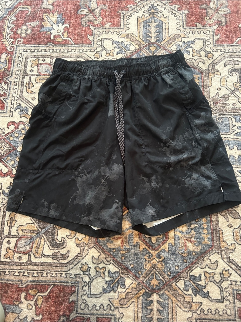 Athletic Works Black Shorts with Yellow Logo Tag